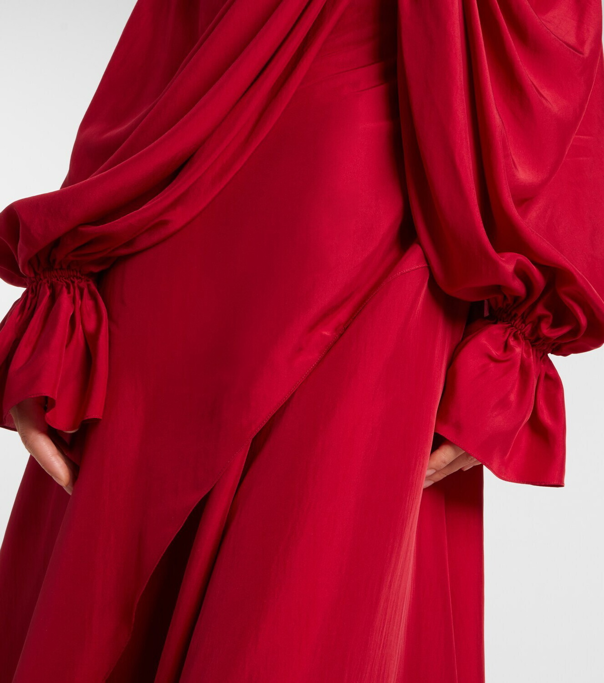 McQueen Draped floral-appliqué silk gown