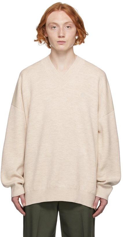 Photo: Acne Studios Beige Wool V-Neck Sweater