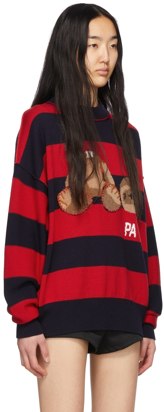 Palm Angels Navy & Red Wool Sweater