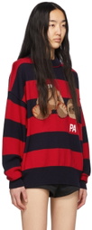 Palm Angels Navy & Red Wool Sweater