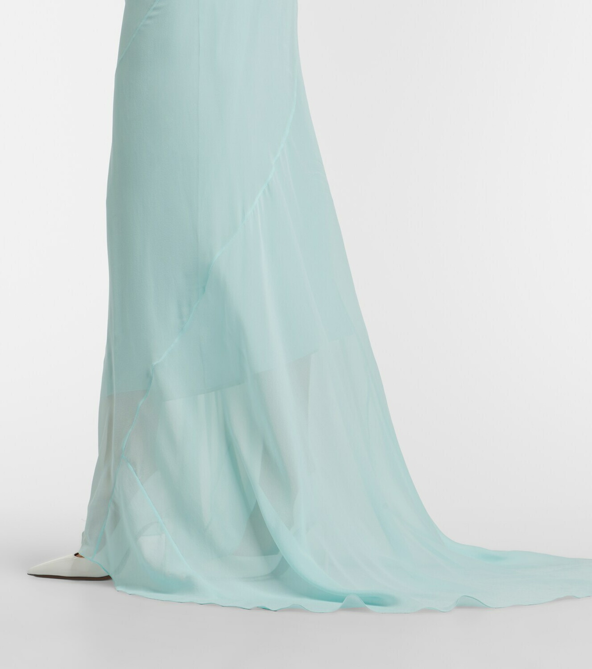 Mugler Draped sheer silk crêpe georgette gown