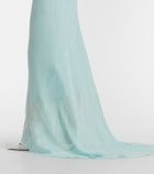 Mugler Draped sheer silk crêpe georgette gown