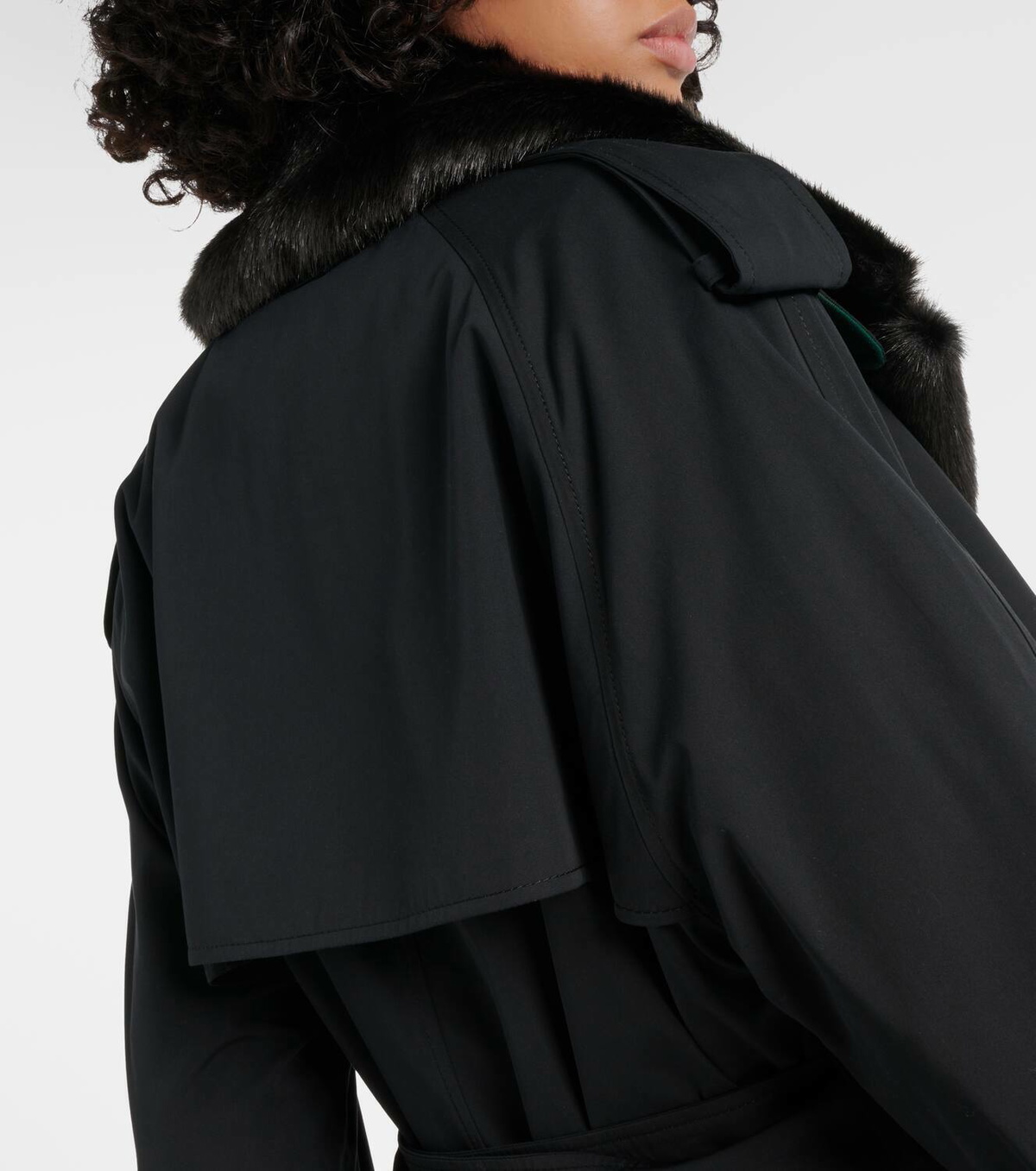 Burberry Kennington faux fur-trimmed trench coat