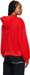 Dries Van Noten Red Dropped Shoulder Hoodie