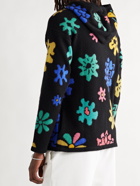 The Elder Statesman - Brian Blomerth Sound Flowers Intarsia Cashmere Hooded Sweater - Black