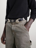 Enfants Riches Déprimés - 3.8cm Double Eagle Studded Leather Belt - Black