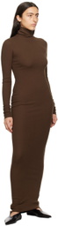 ÉTERNE Brown Turtleneck Maxi Dress