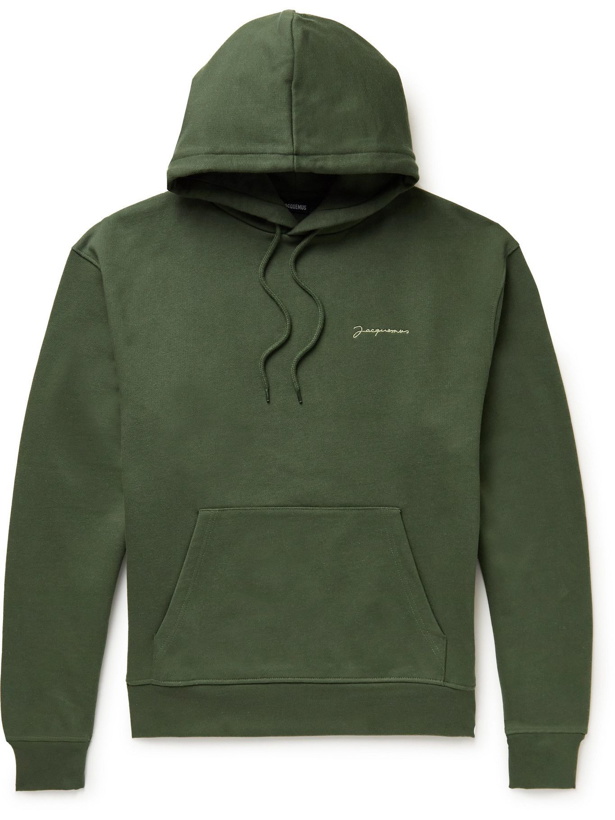 Photo: Jacquemus - Logo-Embroidered Organic Cotton-Jersey Hoodie - Green
