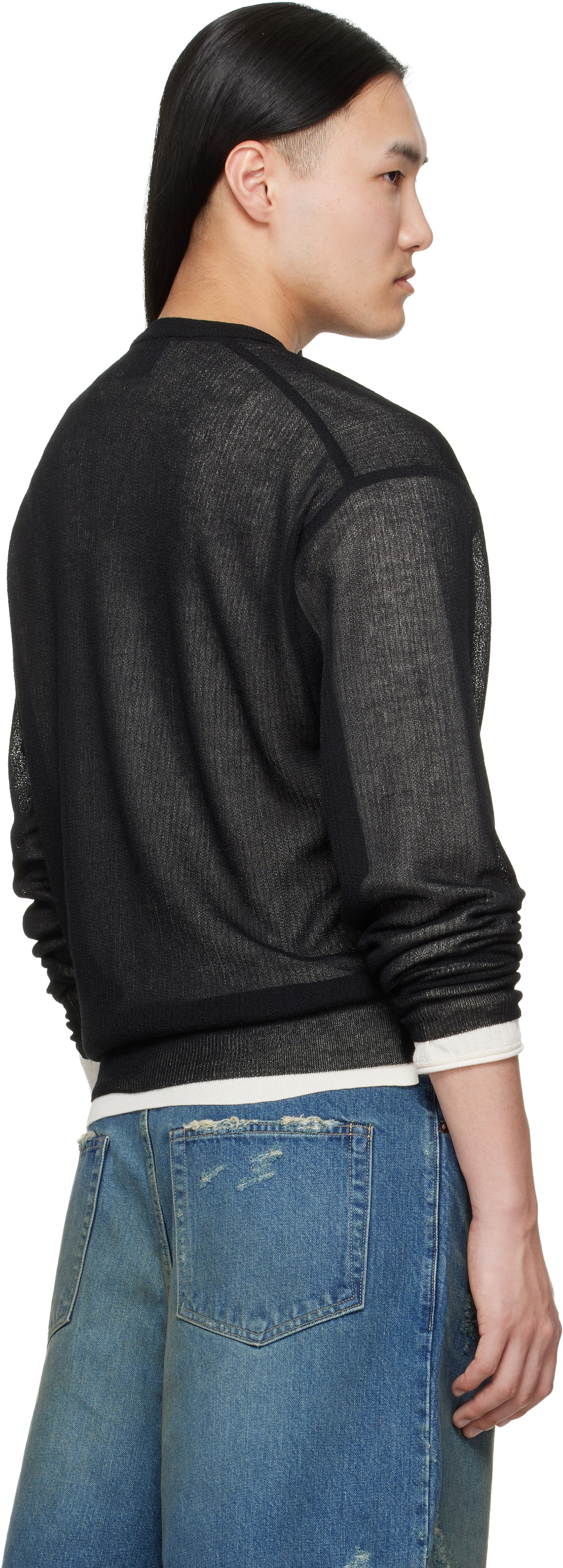 ssstein Black Knit Crew Neck LS Sweater