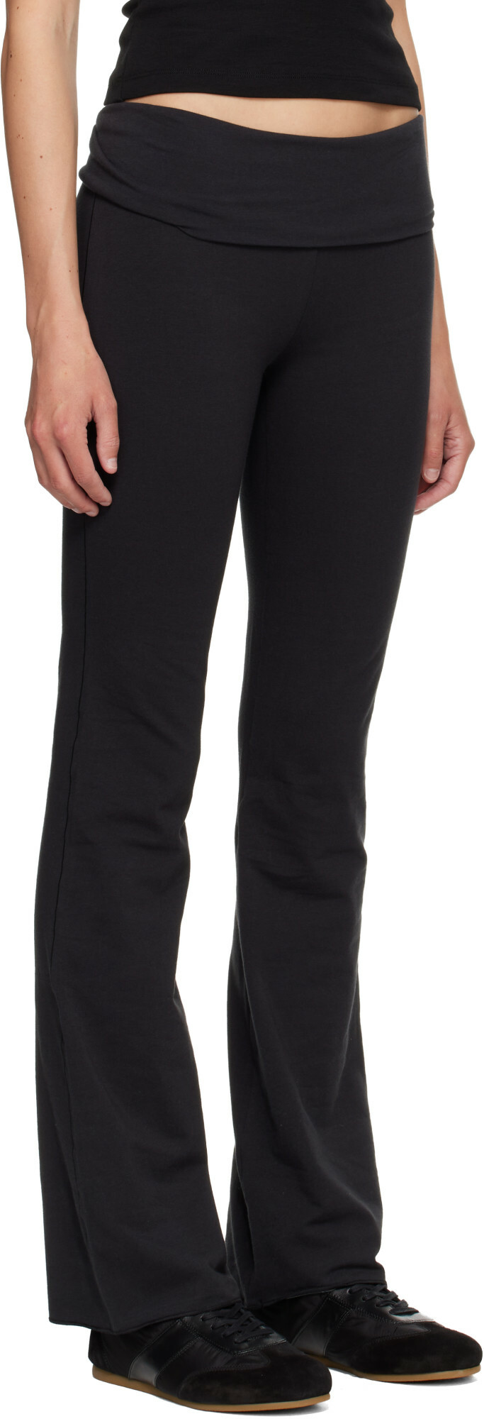 SKIMS Black Cotton Jersey Foldover Lounge Pants