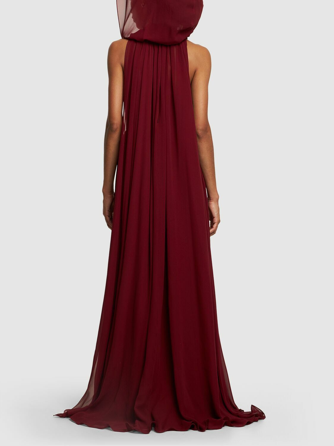 elie saab burgundy dress Lace and Gradient Chiffon Dress ELIE SAAB