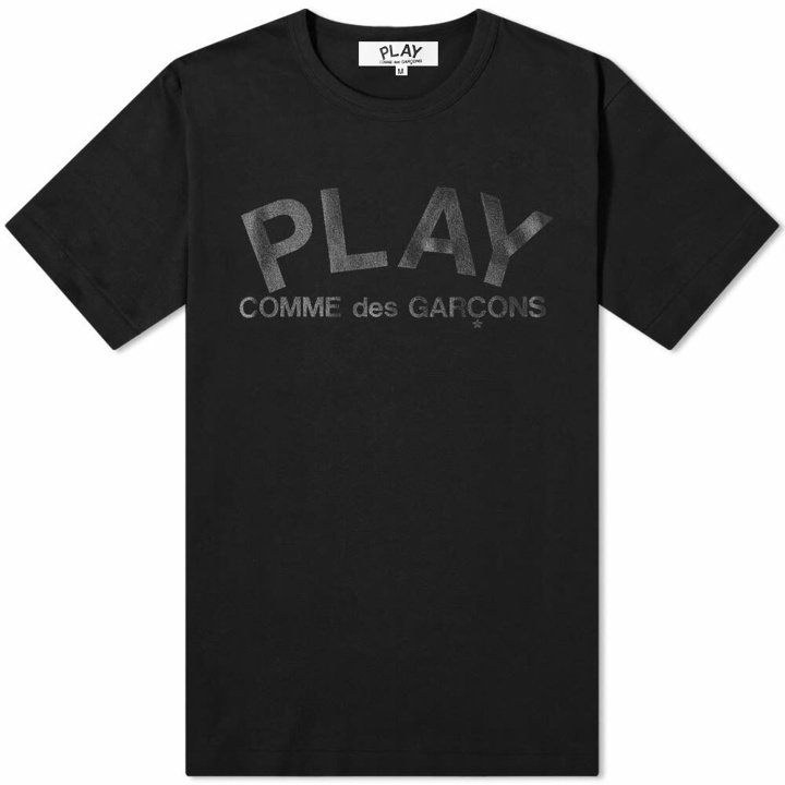 Photo: Comme des Garçons Play Men's Text Logo T-Shirt in Black/Black