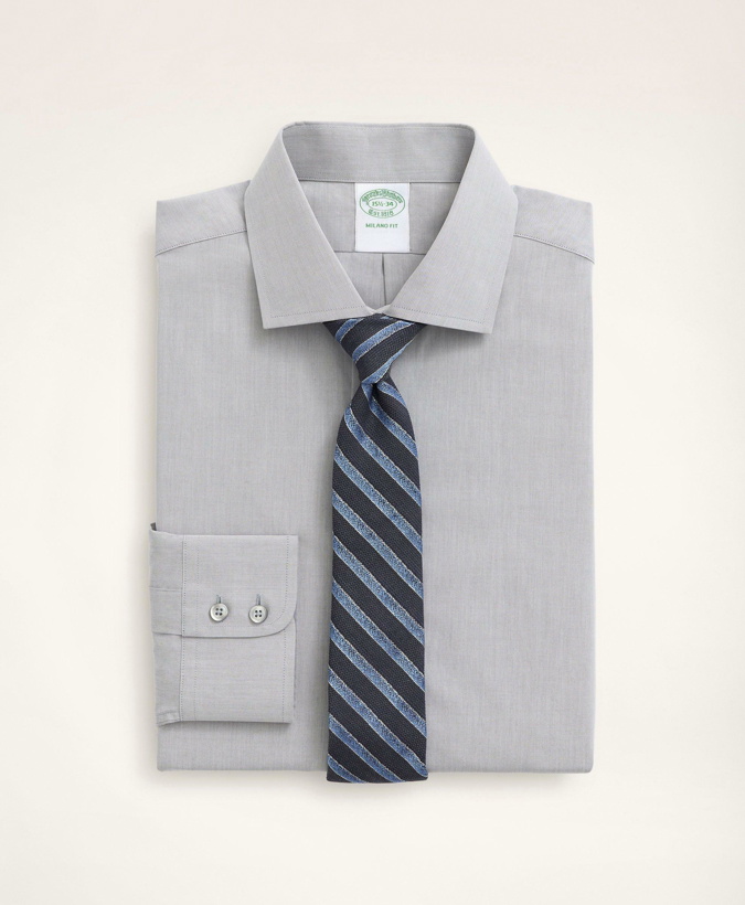 Photo: Brooks Brothers Men's Milano Slim-Fit Dress Shirt, Poplin English Collar End-On-End | Grey