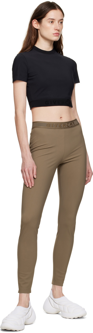 Givenchy Taupe Embroidered Leggings