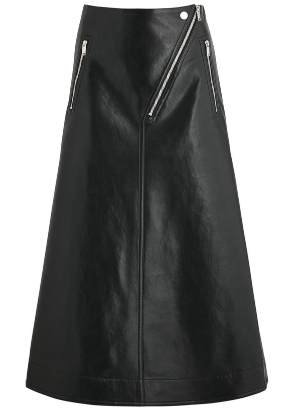 Photo: Nanushka Aleka Faux Leather Midi Skirt Black