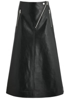 Nanushka Aleka Faux Leather Midi Skirt Black