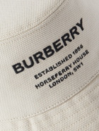 Burberry - Logo-Embroidered Leather-Trimmed Cotton-Canvas Bucket Hat - Neutrals