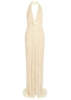 DE LA Vali Amora Scarf-effect Lace Gown Ivory