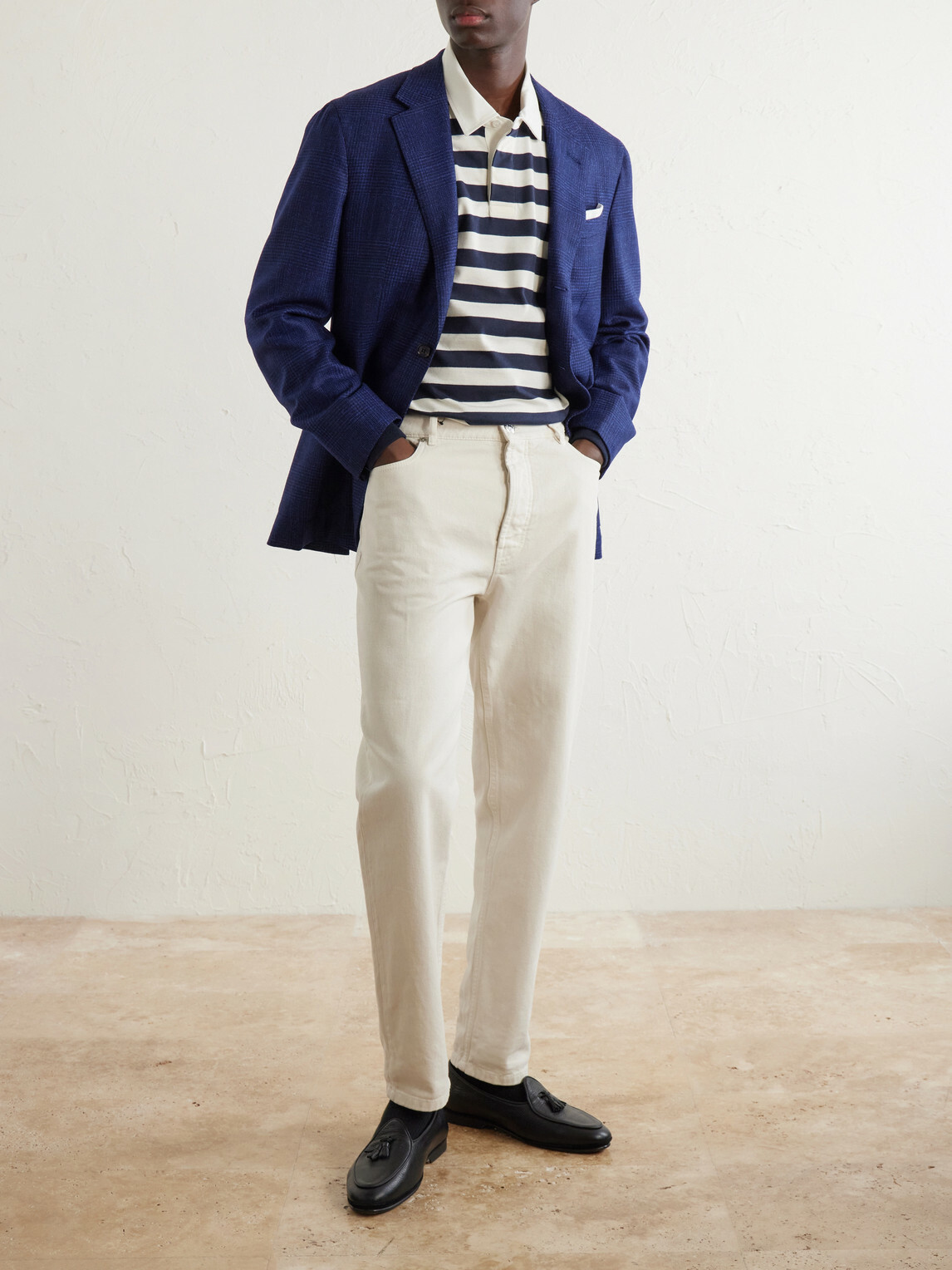 Dunhill - Checked Wool, Silk and Cashmere-Blend Blazer - Blue