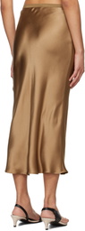 ANINE BING Tan Bar Silk Midi Skirt