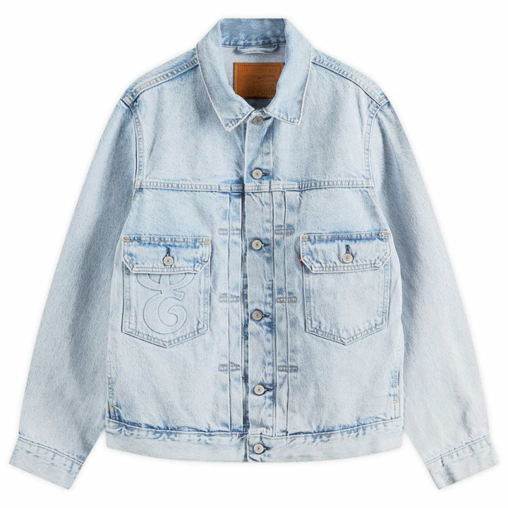 Photo: Levi's Levis E by END. Type II Trucker Jacket in Baby Blue Essential