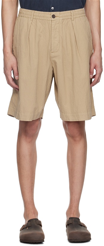 Photo: Universal Works Taupe Pleated Shorts