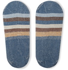 Marcoliani - Invisible Touch Striped Stretch Linen-Blend No-Show Socks - Blue