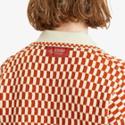 AMIRI Men's Checkered Oversized Woven Polo in Burnt Orange