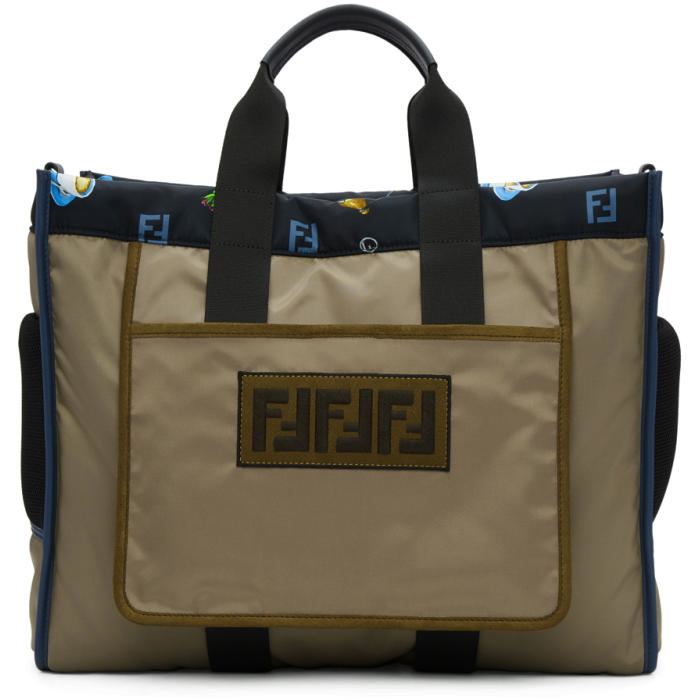 Photo: Fendi Reversible Brown and Blue Multi Print Tote