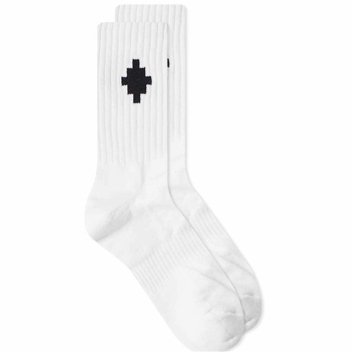 Photo: Marcelo Burlon Men's Cross Sideway Sock in White