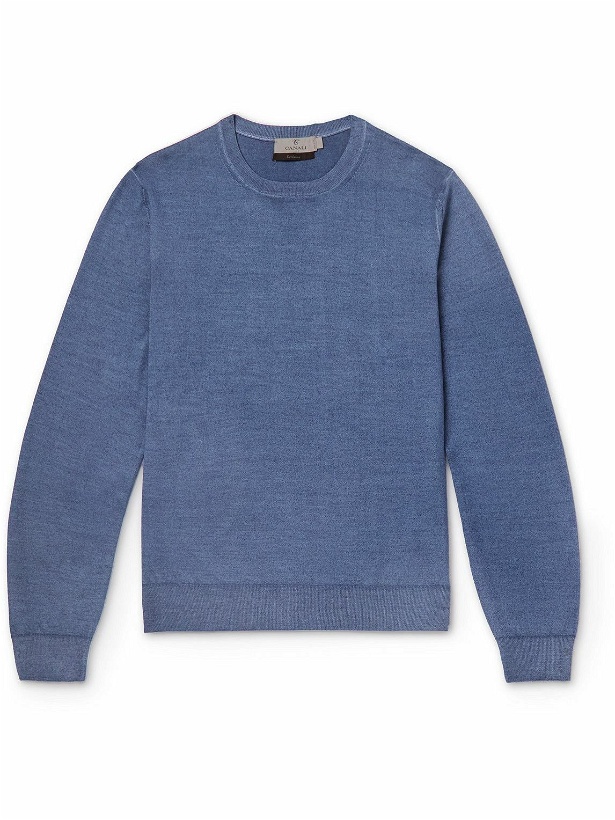 Photo: Canali - Slim-Fit Wool and Silk-Blend Sweater - Blue