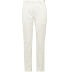 Fendi - Tapered Pleated Cotton-Blend Trousers - Neutrals