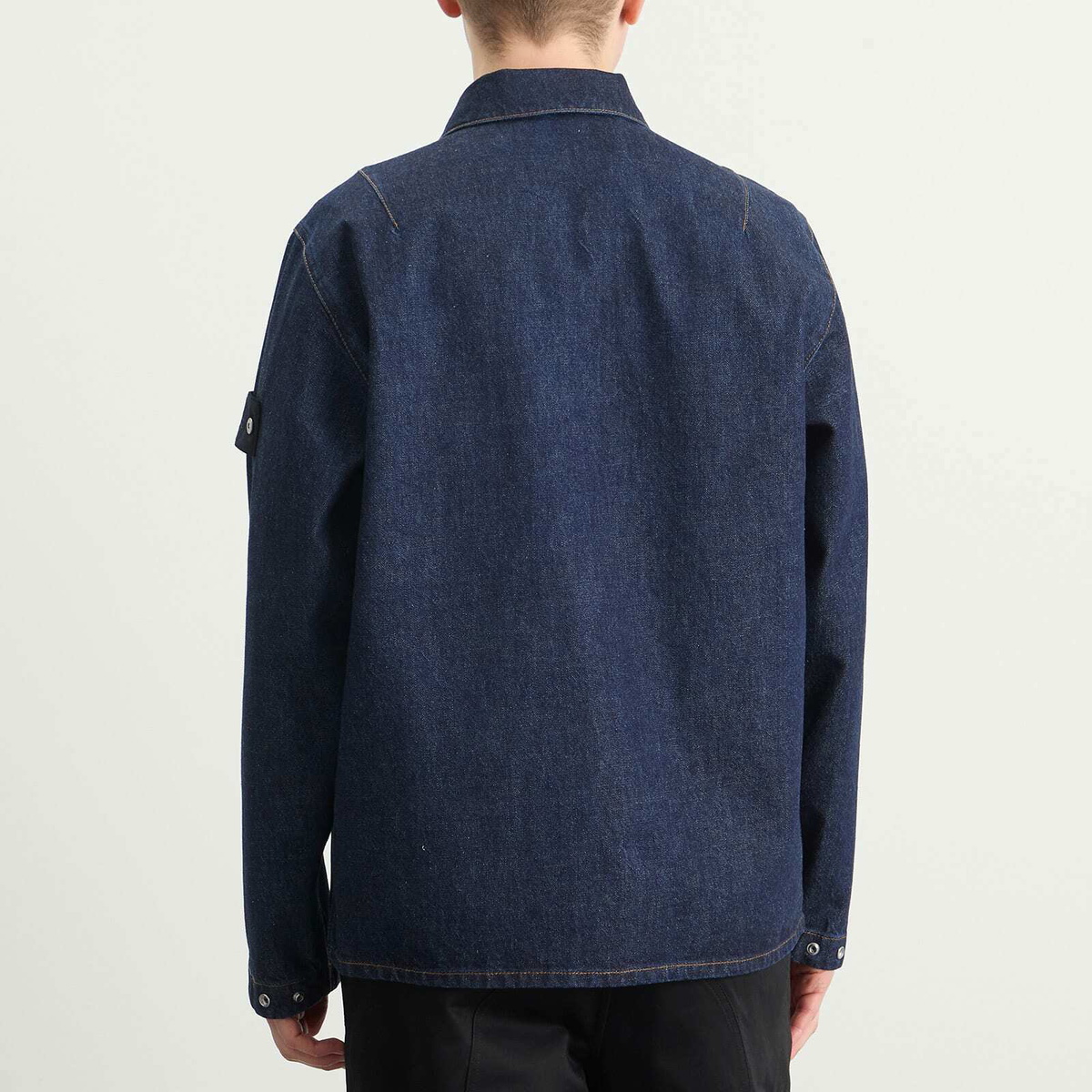 Stone Island Men's Denim Research Indigo Denim Zip Shirt Jacket in