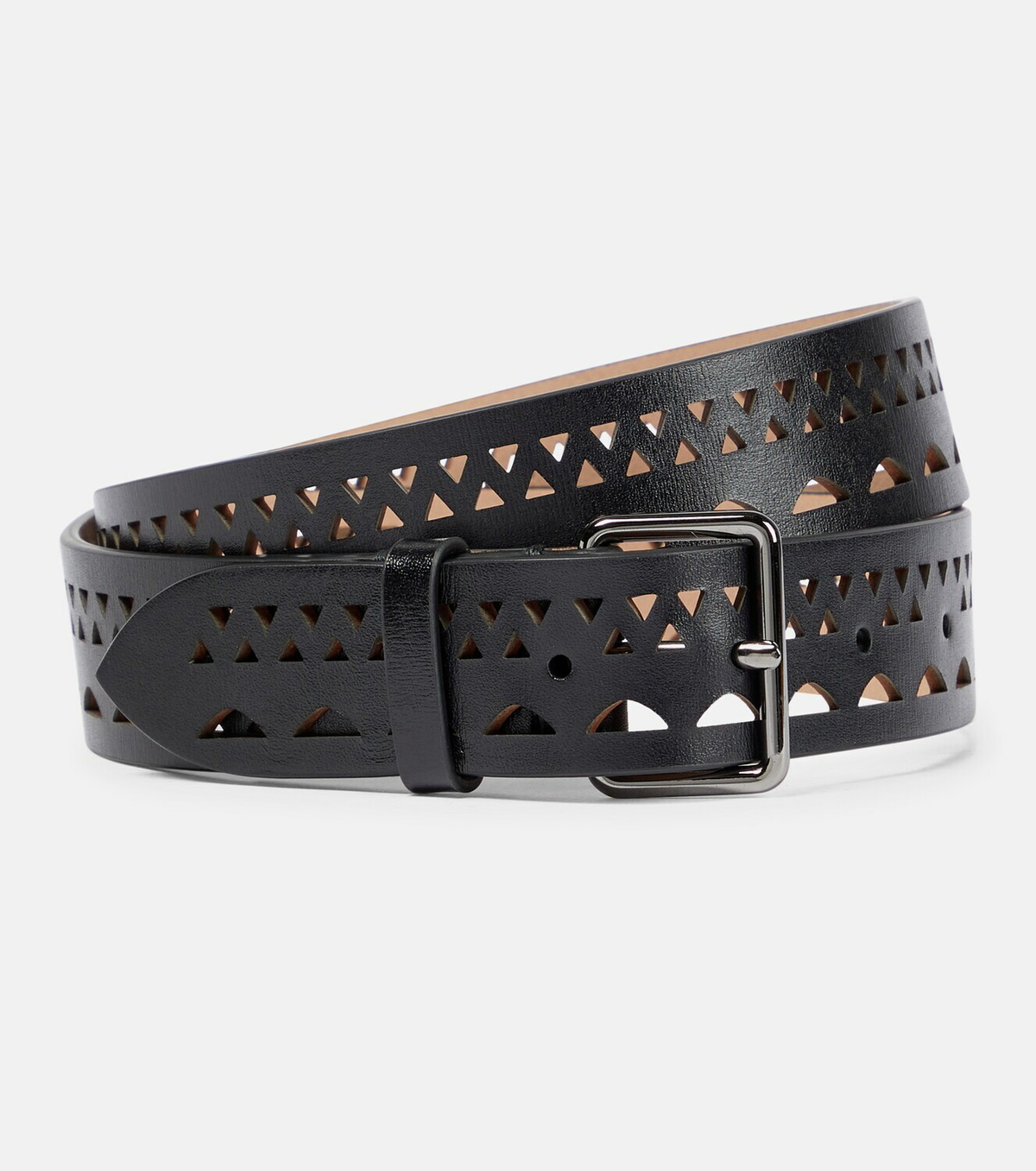 【Alaia】 Laser-cutレザーベルト Laser-cut leather belt in black - Alaia | Mytheresa