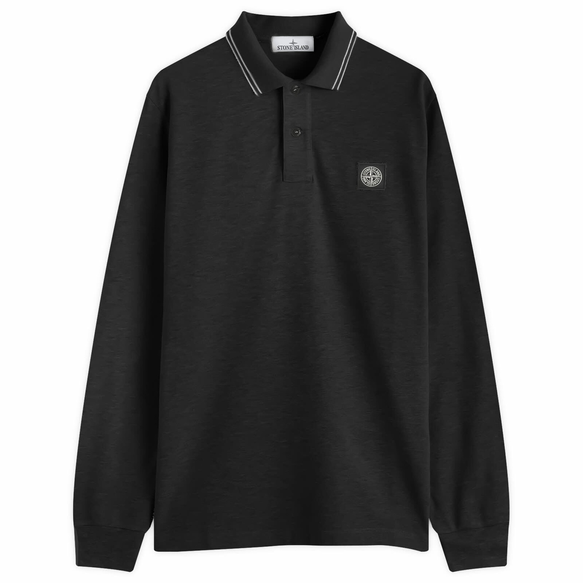 Stone Island Men s Long Sleeve Patch Polo Shirt in Black Stone Island