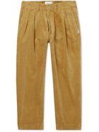 WTAPS - Tuck 02 Tapered Pleated Cotton-Corduroy Trousers - Brown