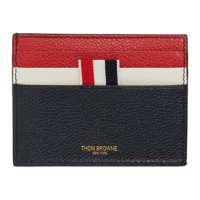 Photo: Thom Browne Navy Double Sided Note Compartment Card Holder
