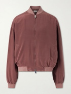 Versace - Ribbed Knit-Trimmed Silk-Poplin Blouson Jacket - Purple