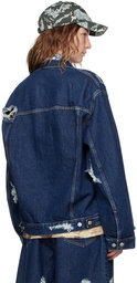 Acne Studios Navy Distressed Denim Jacket