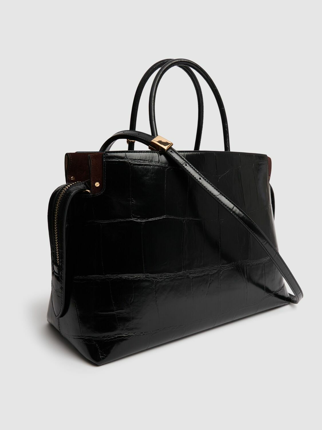 TORY BURCH Large Mercer Croc Embossed Satchel Bag Tory Burch TORY BURCH Large Mercer Croc Embossed Satchel Bag Tory Burch