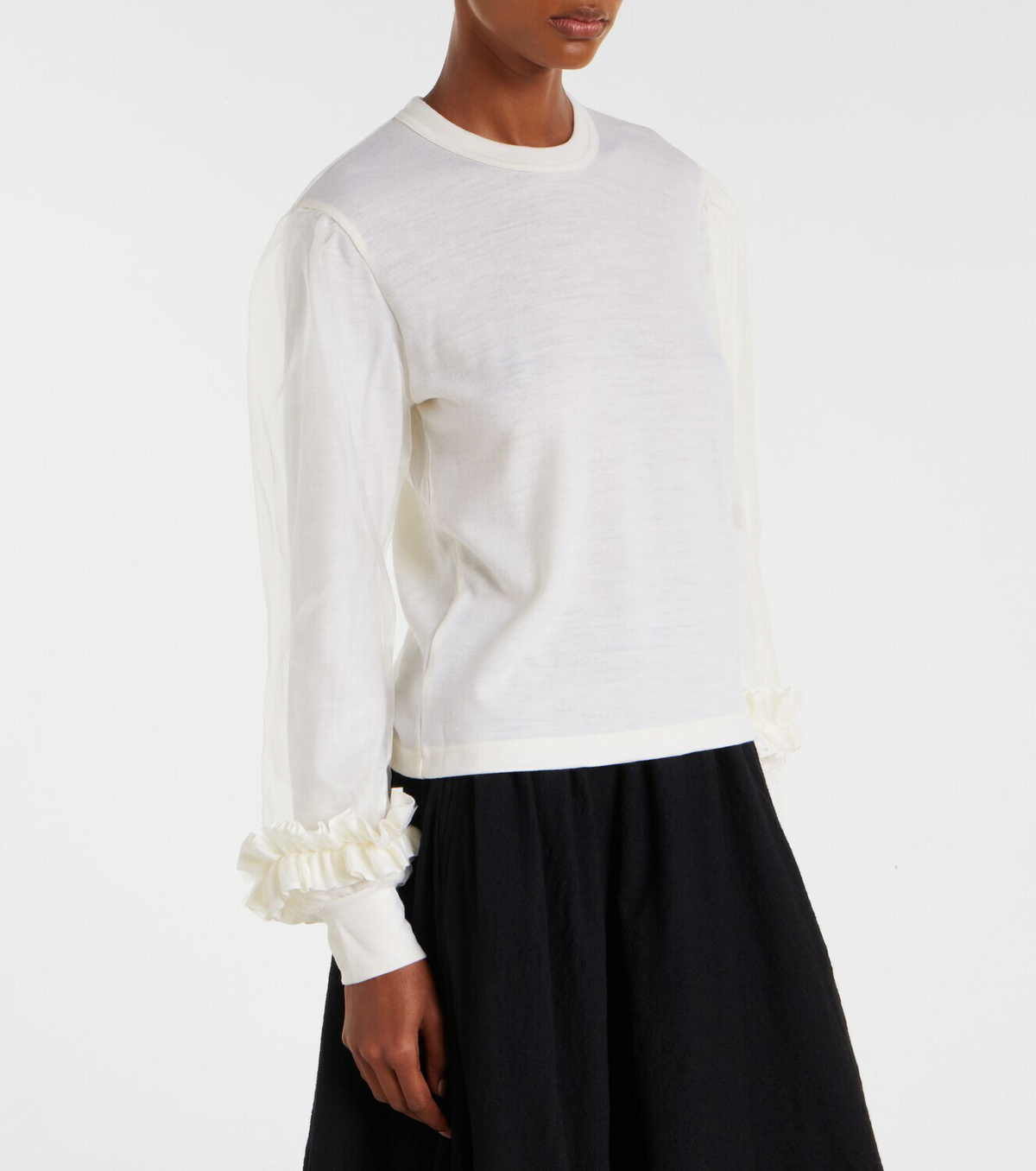 Noir Kei Ninomiya Tulle-trimmed wool sweater