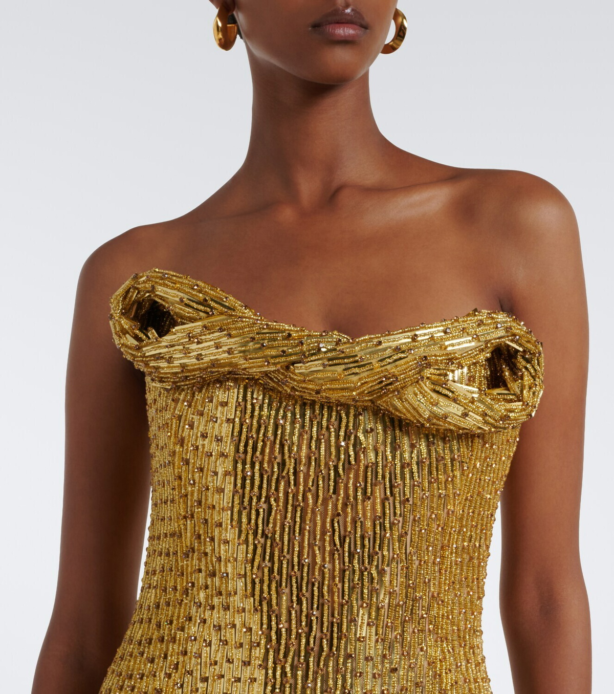 Rachel Gilbert Rosalie draped embellished bustier gown