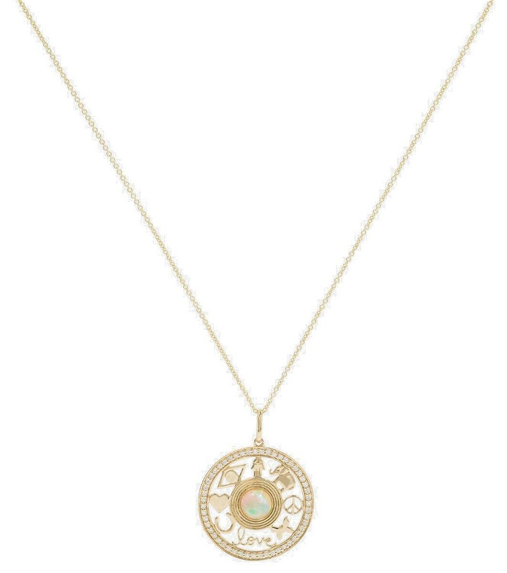 Photo: Sydney Evan Open Icon 14kt gold necklace with diamonds and opal