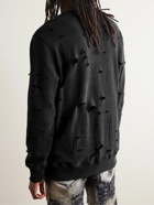 Givenchy - Distressed Logo-Print Cotton-Jersey Sweatshirt - Black