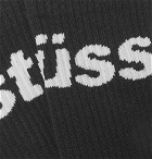 Stüssy - Ribbed Logo-Intarsia Cotton-Blend Socks - Black