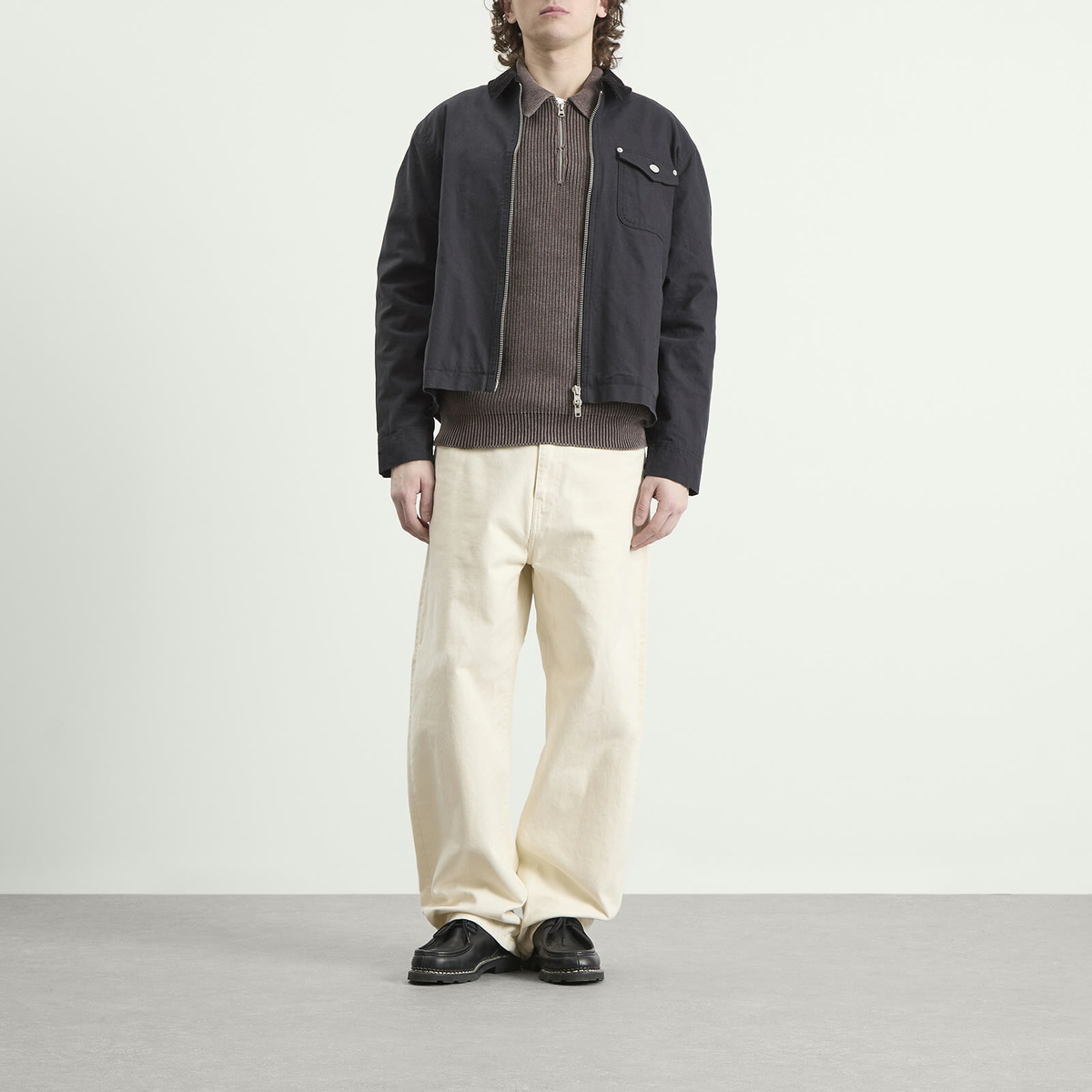 Bound Men's Acid Wash Half Zip Pullover in Brown