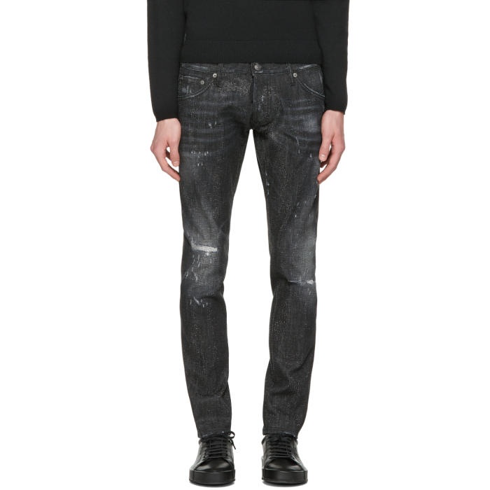 Photo: Dsquared2 Black Micro-Studded Clement Jeans