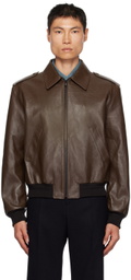 Recto Brown Zip Leather Jacket