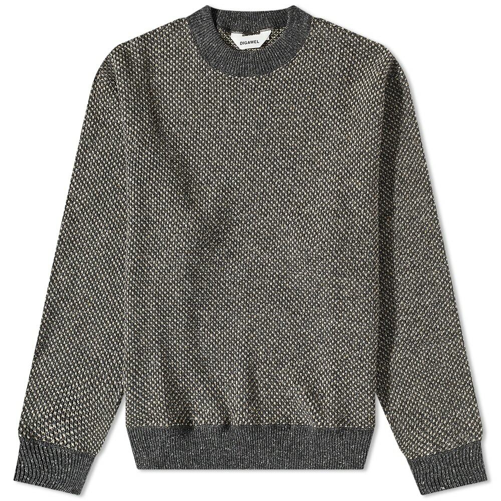 DIGAWEL Men's Hexagonal Pattern Crew Sweat in Charcoal Grey DIGAWEL