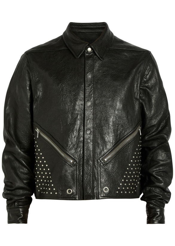 Photo: Rick Owens Alice Studded Grained Leather Jacket Black